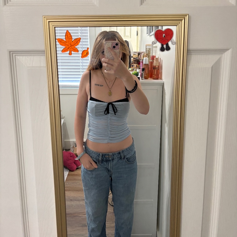 Blue and Black Crop Top